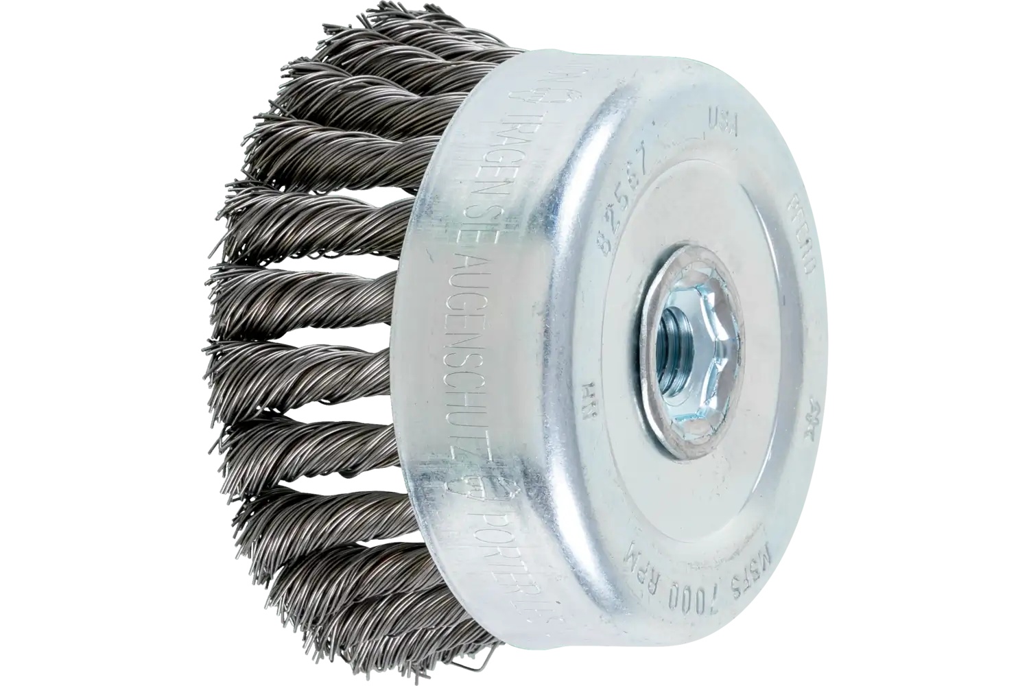 Picture of Pferd Knot Wire Cup Brush 4" Dia. .020 Carbon Steel 5/8-11" Thread (Int.)